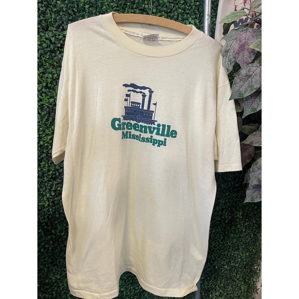 vtg 80s GREENVILLE MISSISSIPPI STEAMBOAT Tee Lg // tourist western lake summer